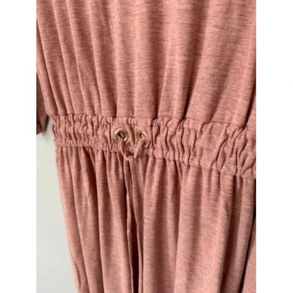 Ann Taylor Midi Dress Knit Drawstring Waist Casual Pink XS NWT $130 - Picture 8 of 12